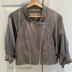 Catherine Malandrino cropped gray satin jacket